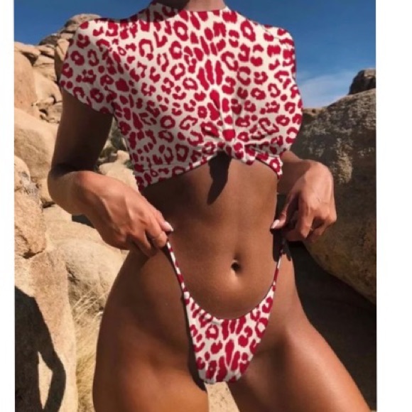 Other - ❗️1 Left❗️red Cheetah Print Swim Bikini-Womens Small